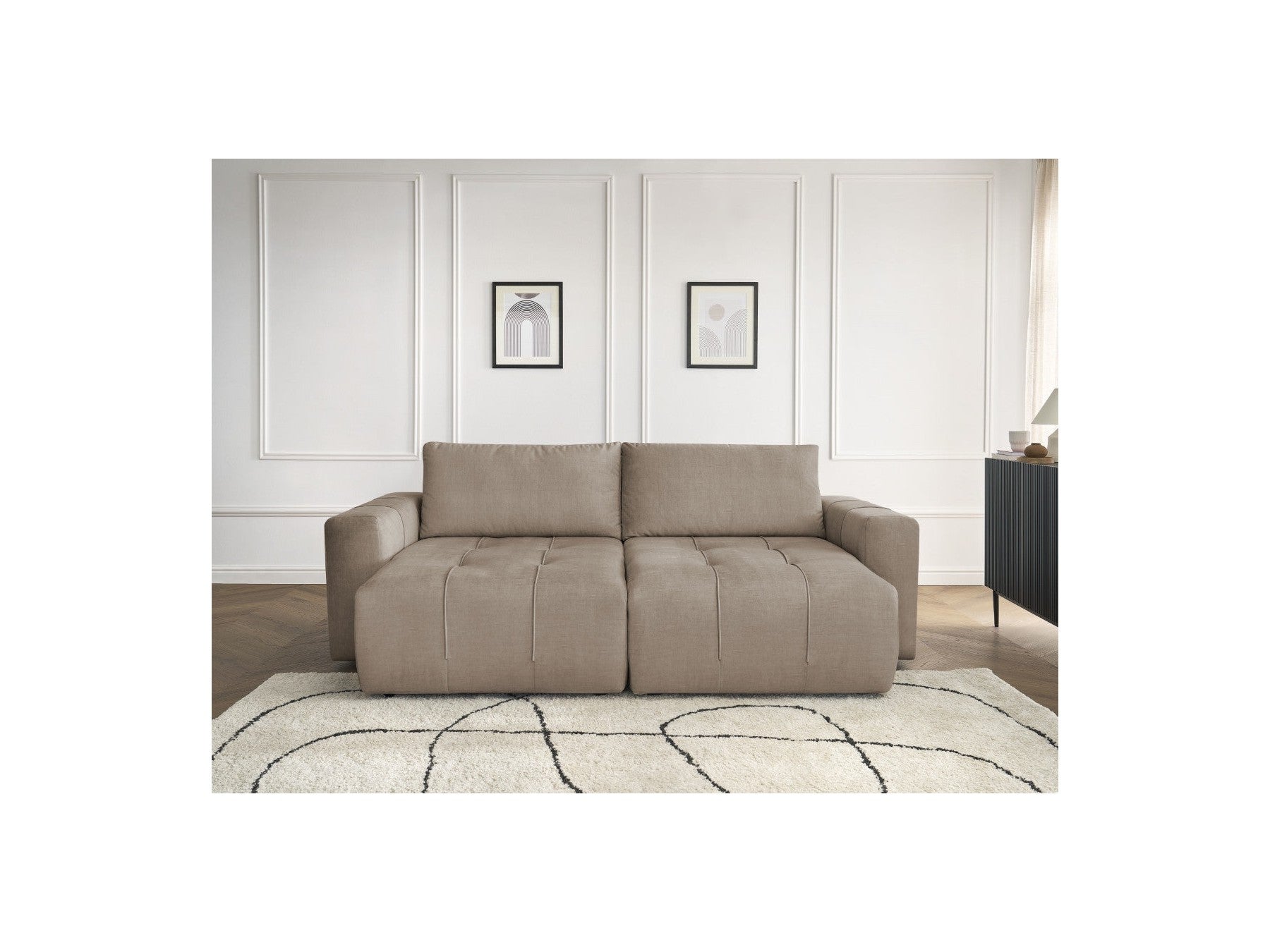 Sofá recto fijo de 4 plazas - Arsene - Asiento profundo - Tejido de terciopelo