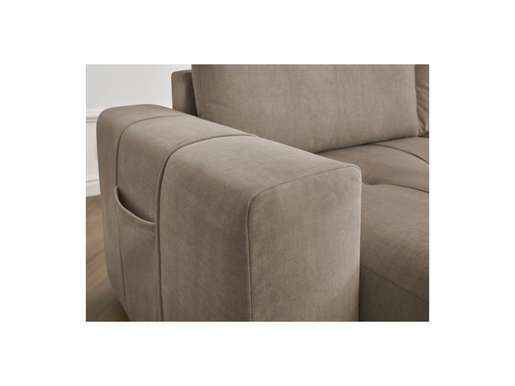 Sofá recto fijo de 4 plazas - Arsene - Asiento profundo - Tejido de terciopelo
