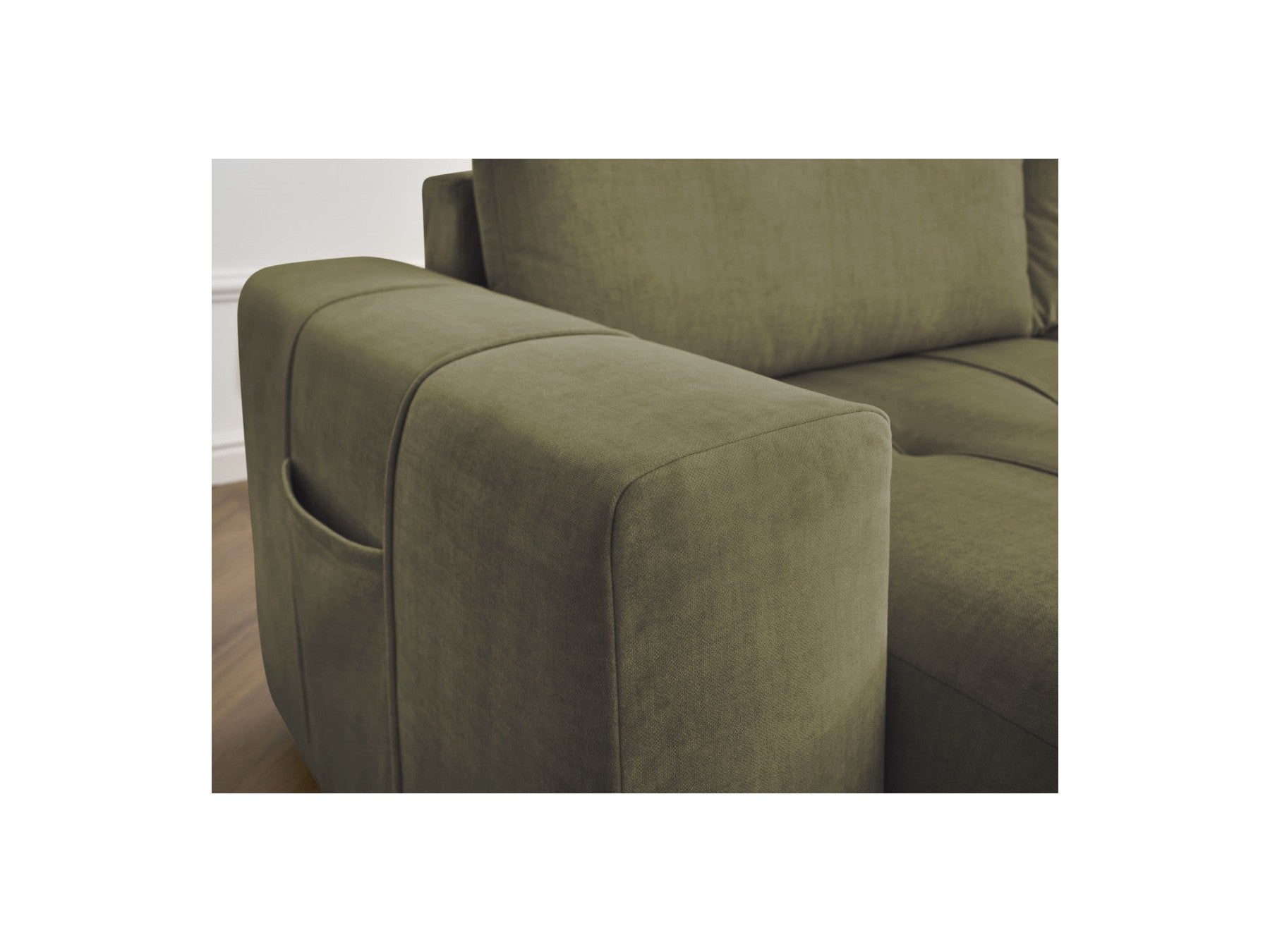 Sofá recto fijo de 4 plazas - Arsene - Asiento profundo - Tejido de terciopelo