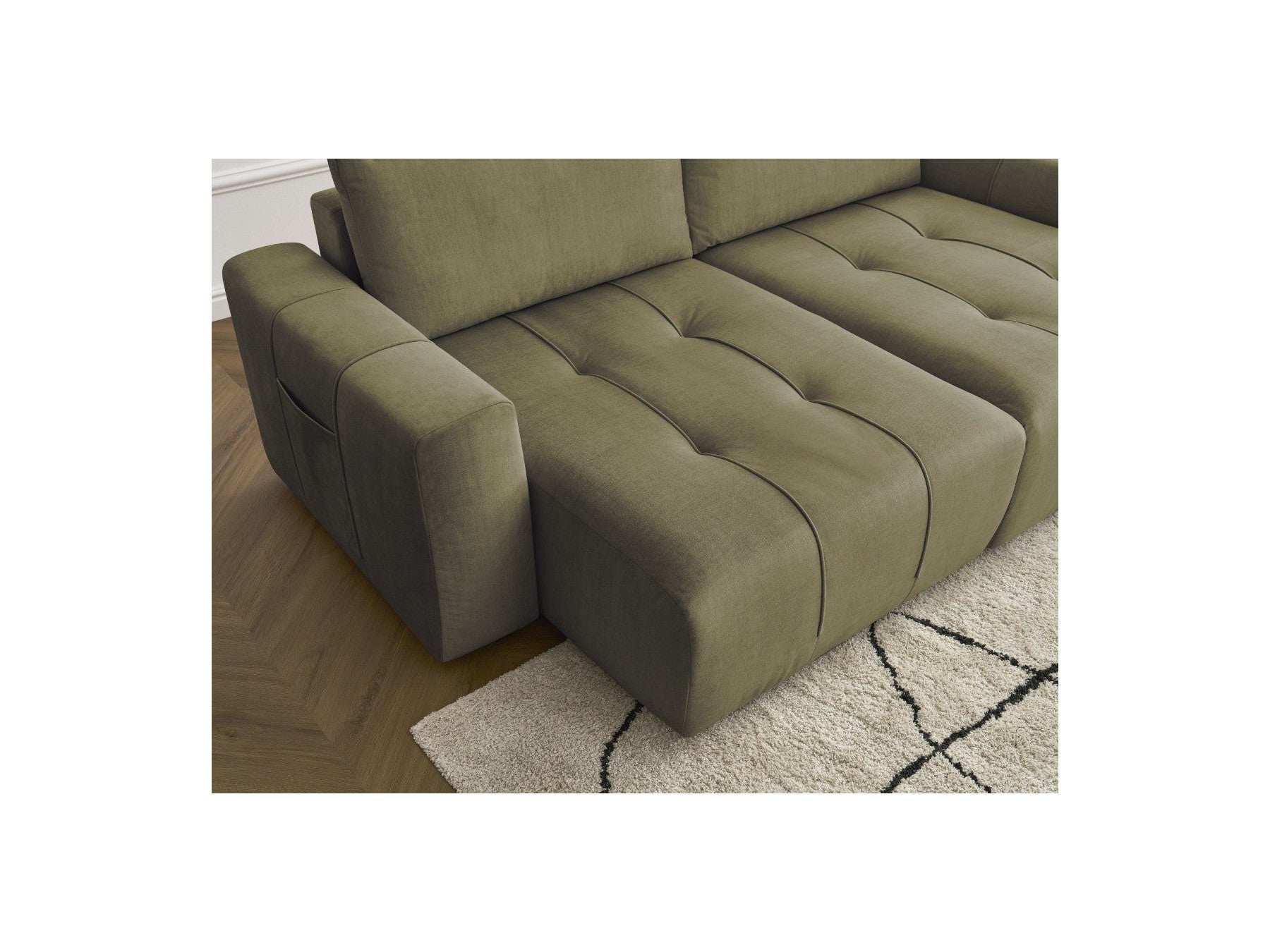 Sofá recto fijo de 4 plazas - Arsene - Asiento profundo - Tejido de terciopelo