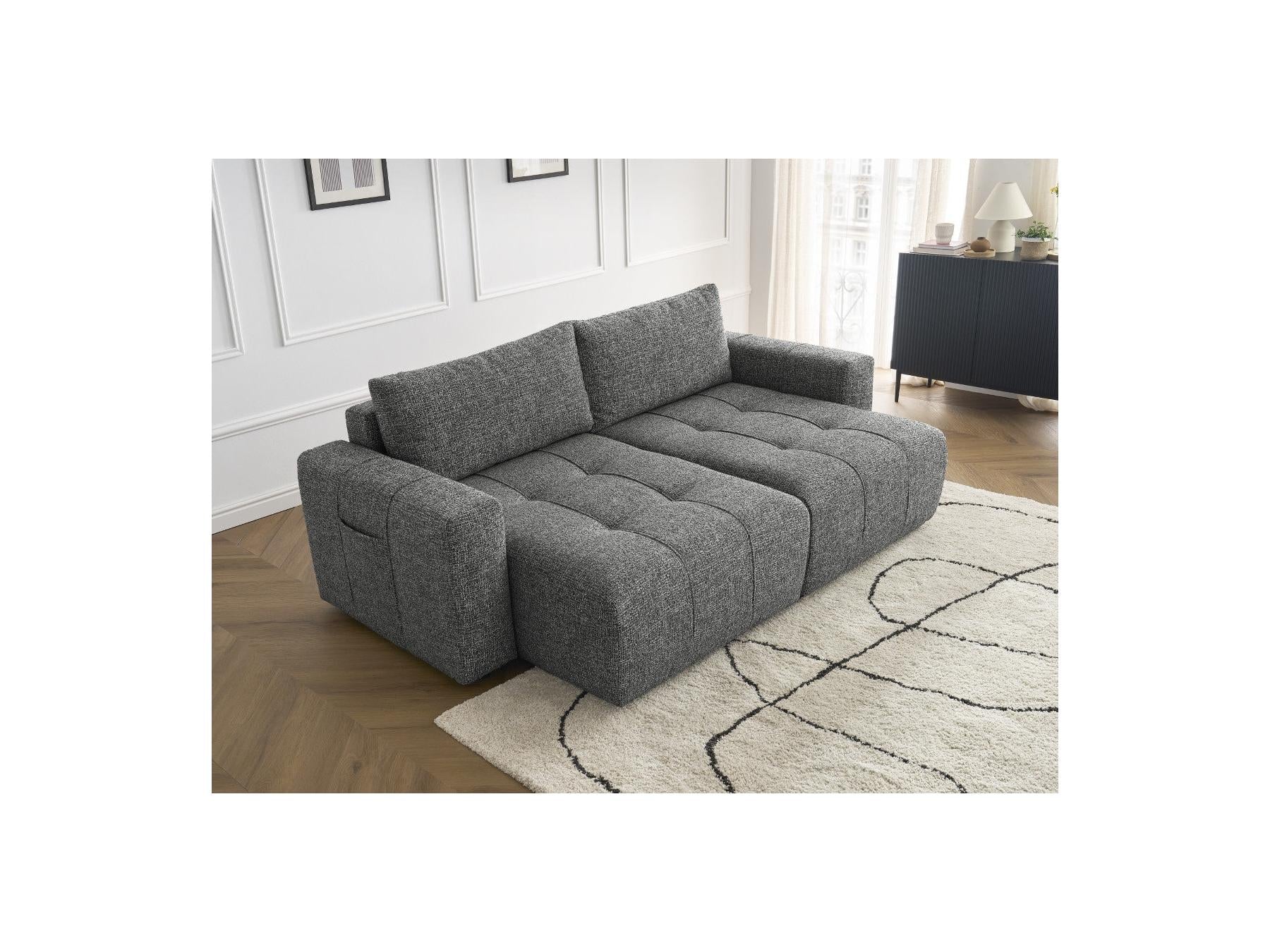 Arsene - Fixed Straight 4-Seater Deep Seat Sofa - Mottled Fabric