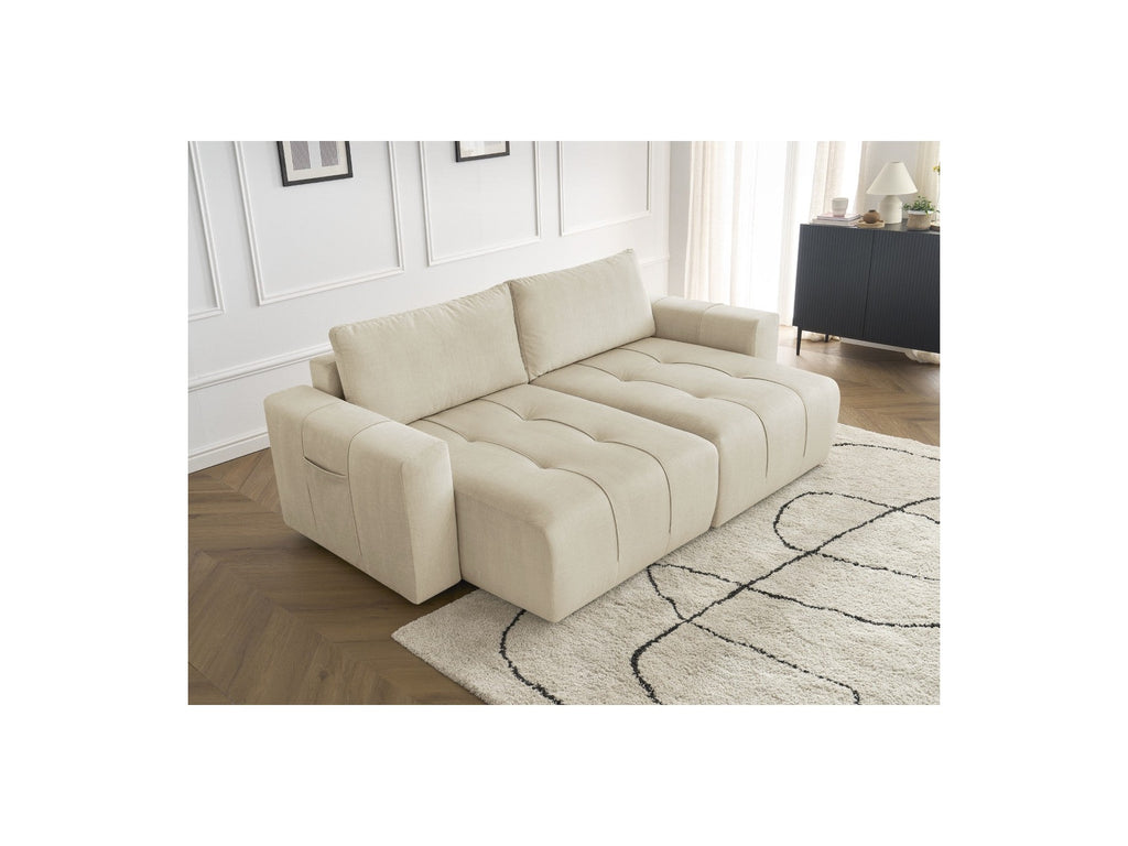 Sofá recto fijo de 4 plazas - Arsene - Asiento profundo - Tejido de terciopelo
