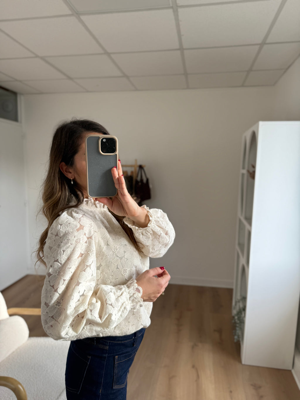 Blouse En Dentelle Écrue Alma