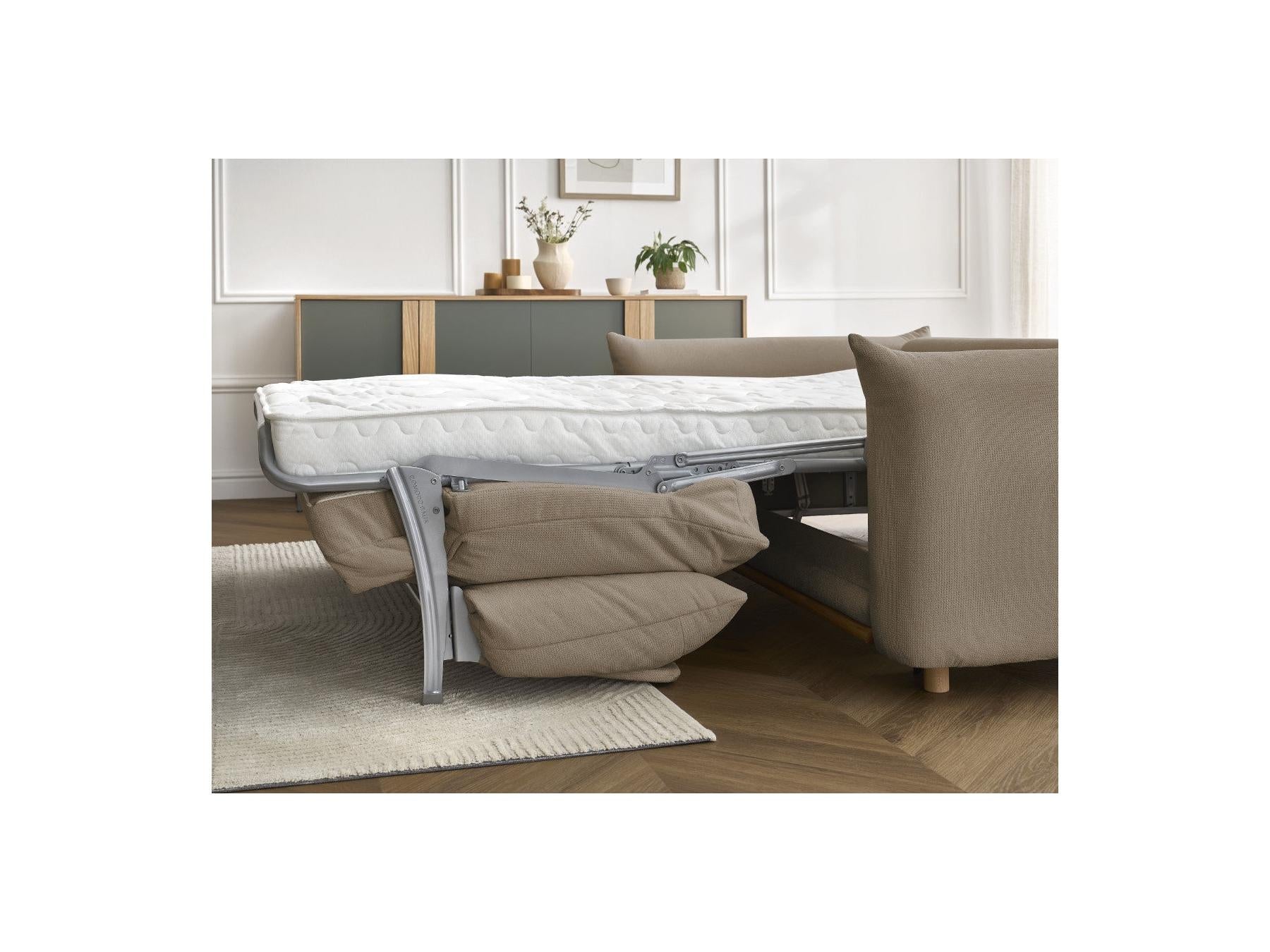 Ernest - Canapé Droit Convertible Ouverture Express - Tissu Lisse - 160X190