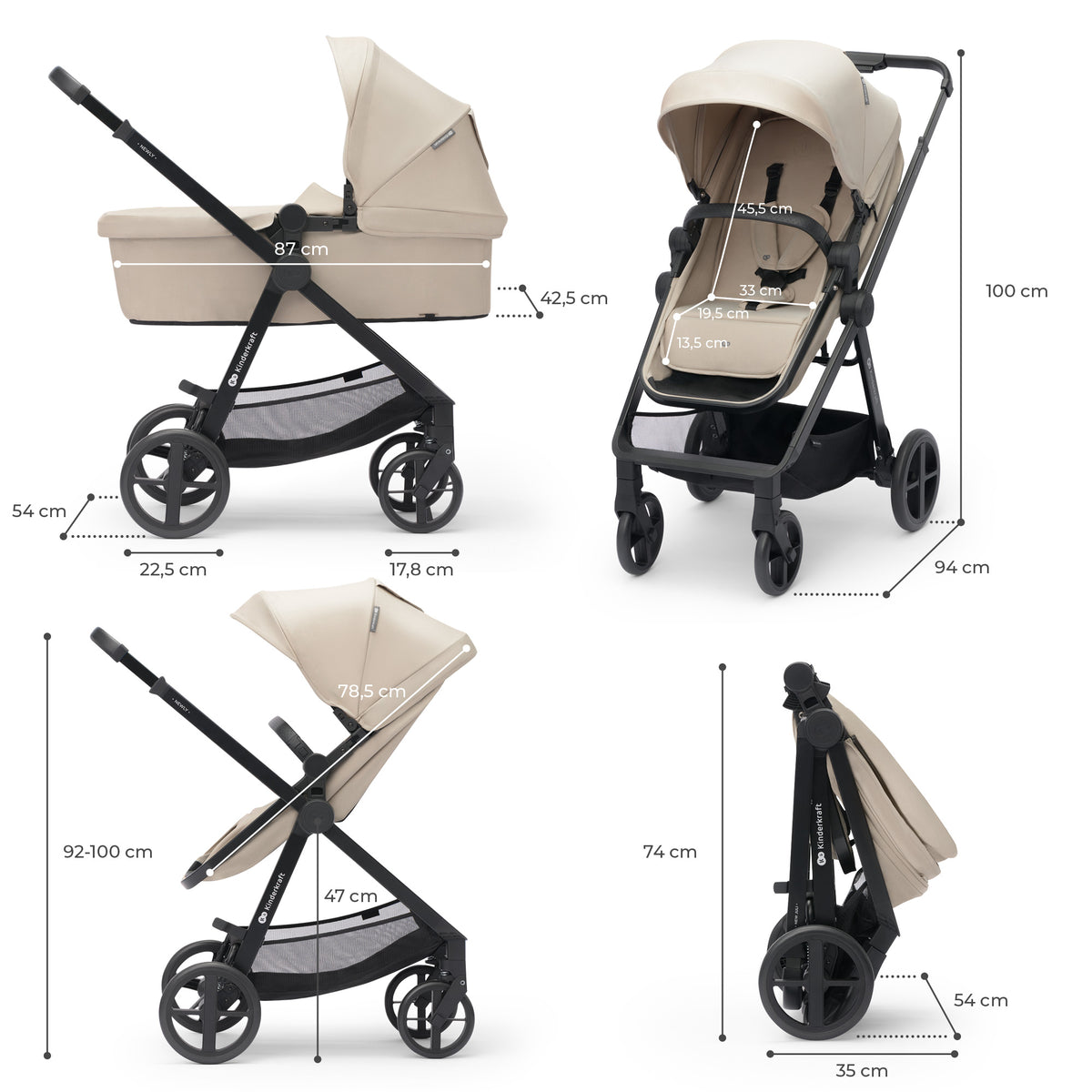 Newly Beige 4-in-1 Pushchair