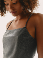 Top Dos Noué Silver Glitter