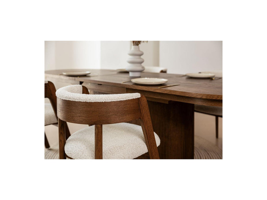 Malmousque - Conjunto con mesa de comedor extensible de 210 a 270 cm + 6 sillas Bastide de chapa de roble macizo