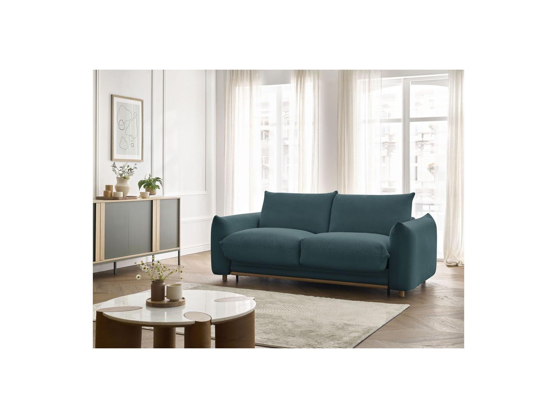 Ernest - Canapé Droit Convertible Ouverture Express - Tissu Lisse - 160X190