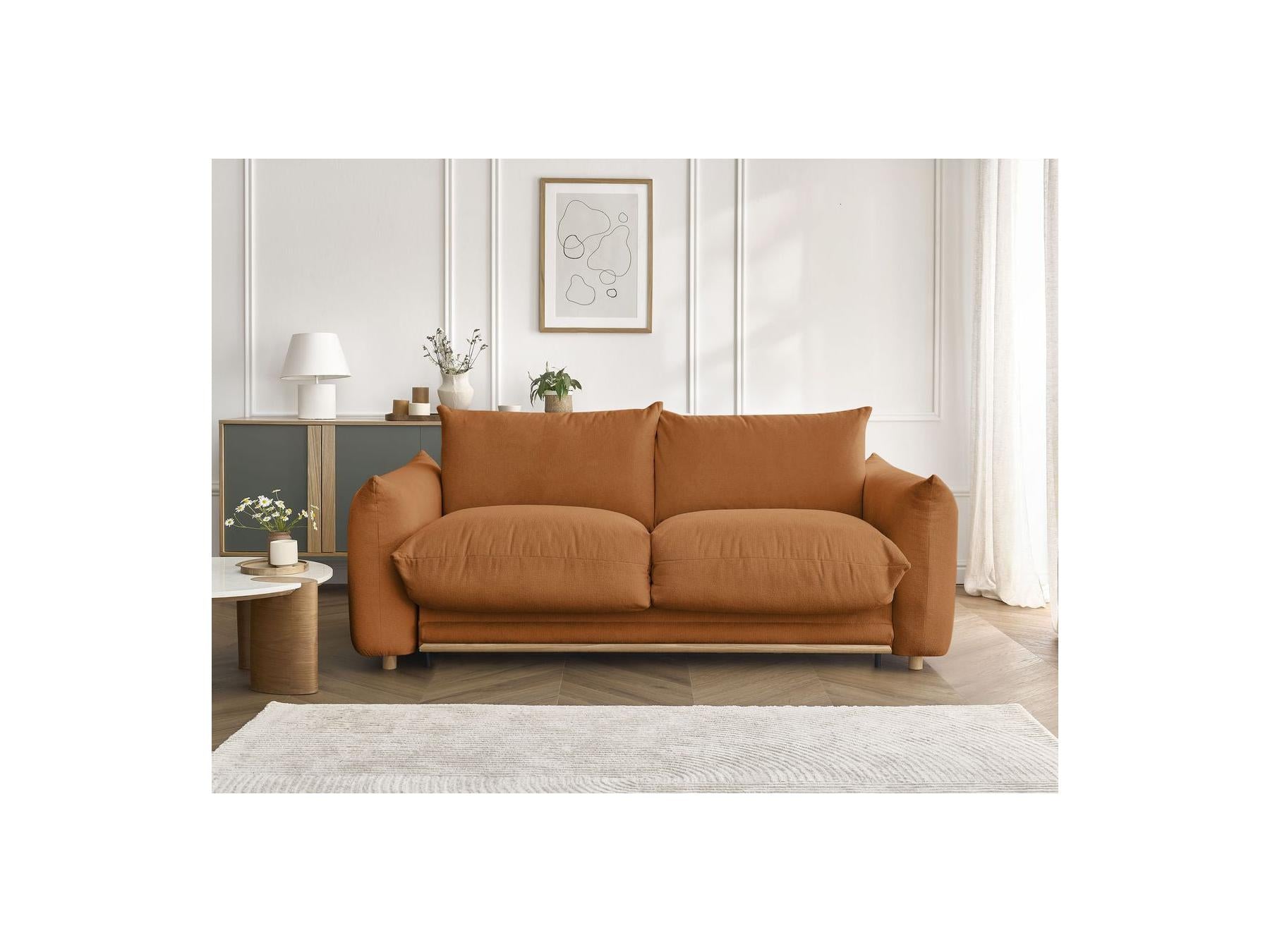 Ernest - Sofá recto convertible con apertura express - Tejido liso - 140X190