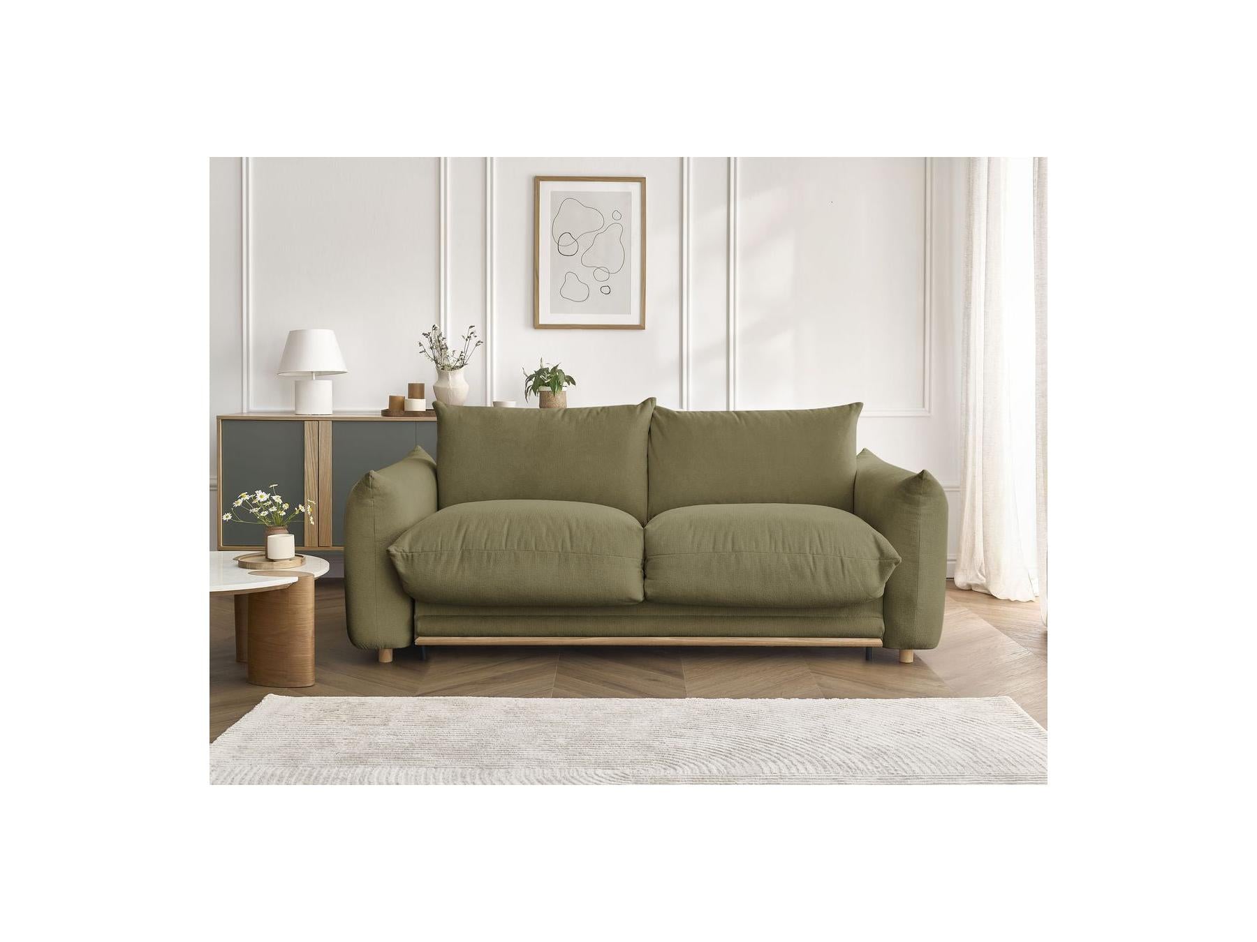 Ernest - Canapé Droit Convertible Ouverture Express - Tissu Lisse - 160X190