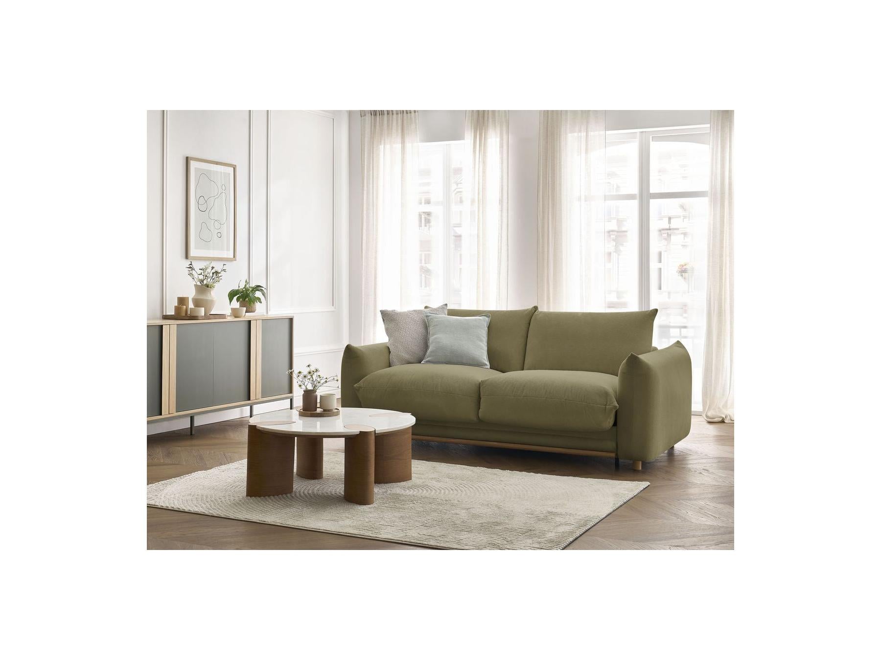 Ernest - Canapé Droit Convertible Ouverture Express - Tissu Lisse - 160X190