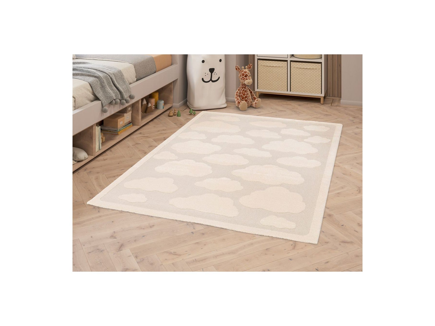 Mapa - Tapis Poils Courts - Motif Nuage - Beige