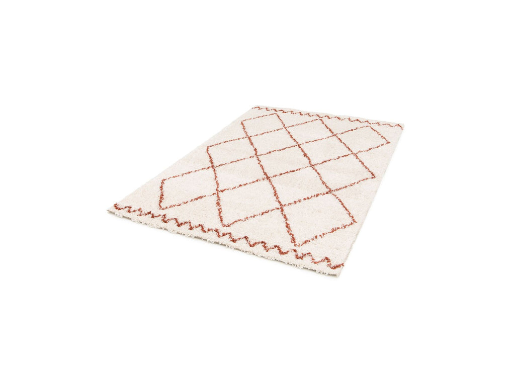 Simon - Alfombra de pelo largo - Motivo gráfico - Beige