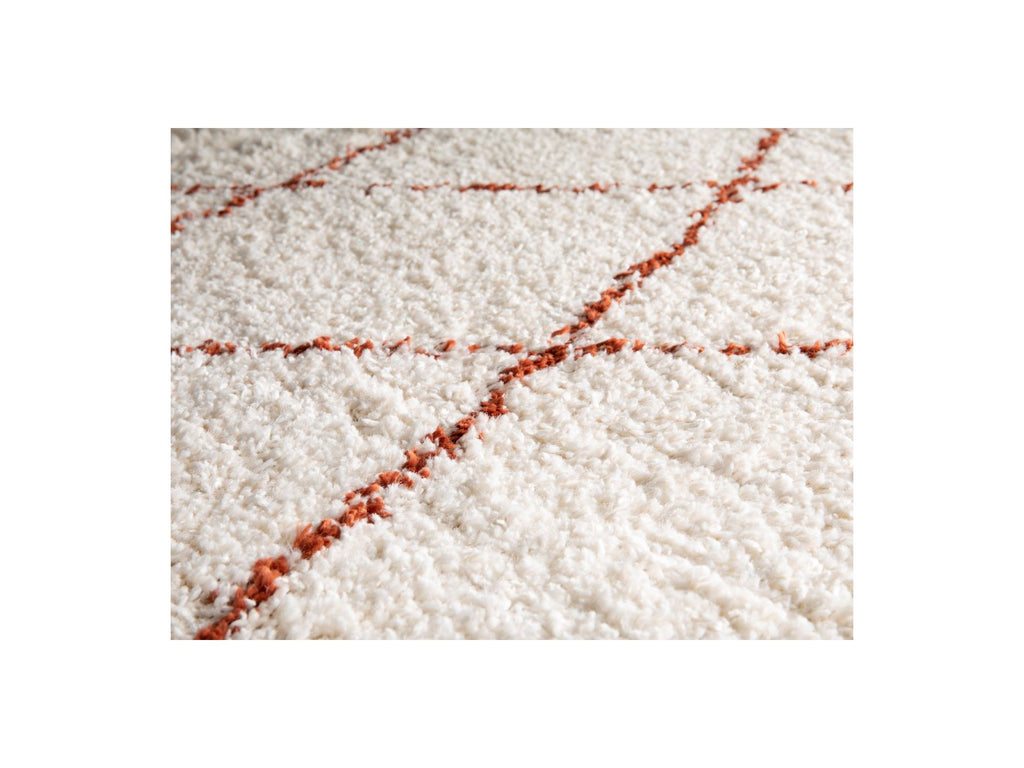 Simon - Alfombra de pelo largo - Motivo gráfico - Beige