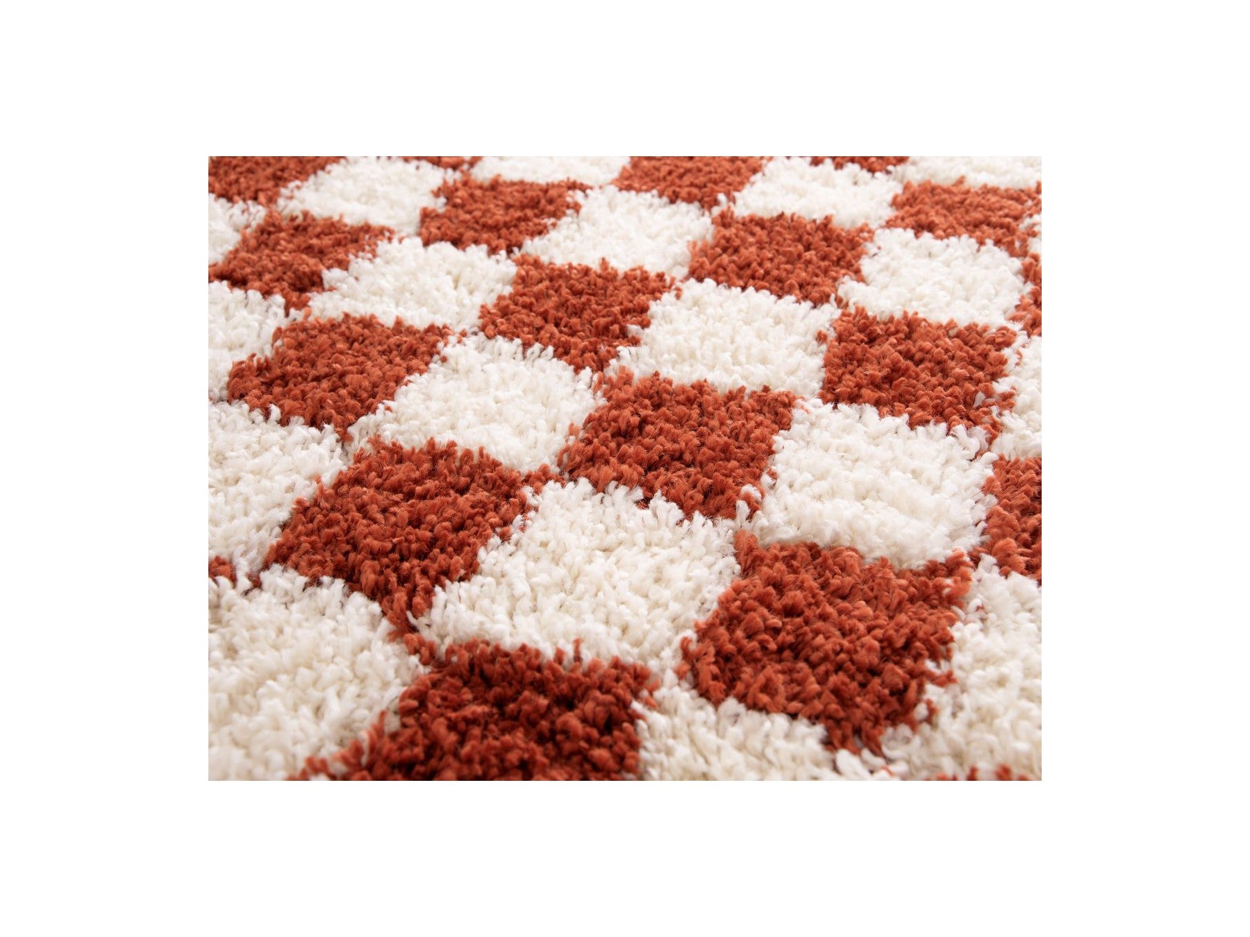 Damien - Alfombra de pelo largo - Motivo de cuadros - Naranja
