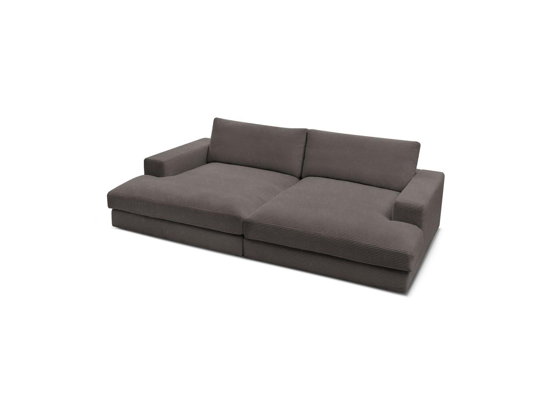Sofá recto fijo de 4 plazas compacto con asiento profundo - Leonard - Pana