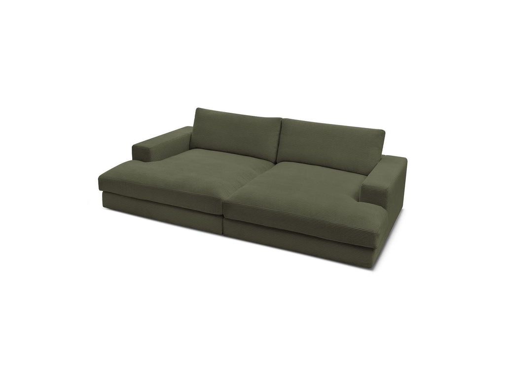 Sofá recto fijo de 4 plazas compacto con asiento profundo - Leonard - Pana