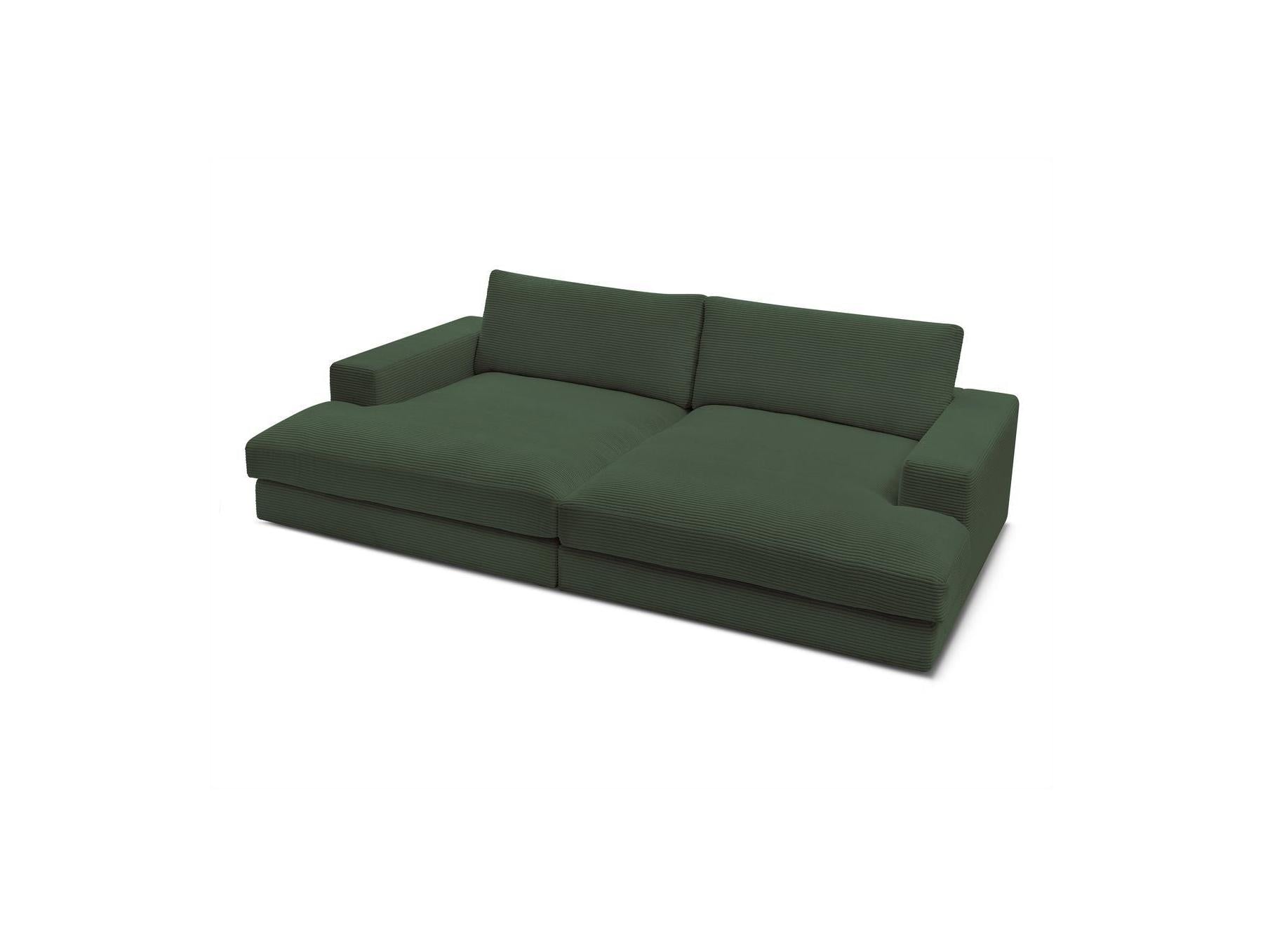Sofá recto fijo de 4 plazas compacto con asiento profundo - Leonard - Pana