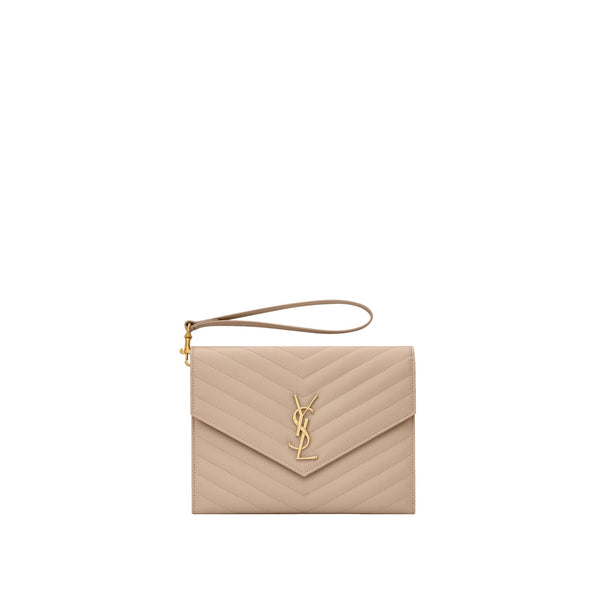Saint Laurent - Cassandre Quilted Pouch Bag - Women - Beige