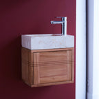 Basic Washbasin Unit - Solid Teak and Marble - Beige