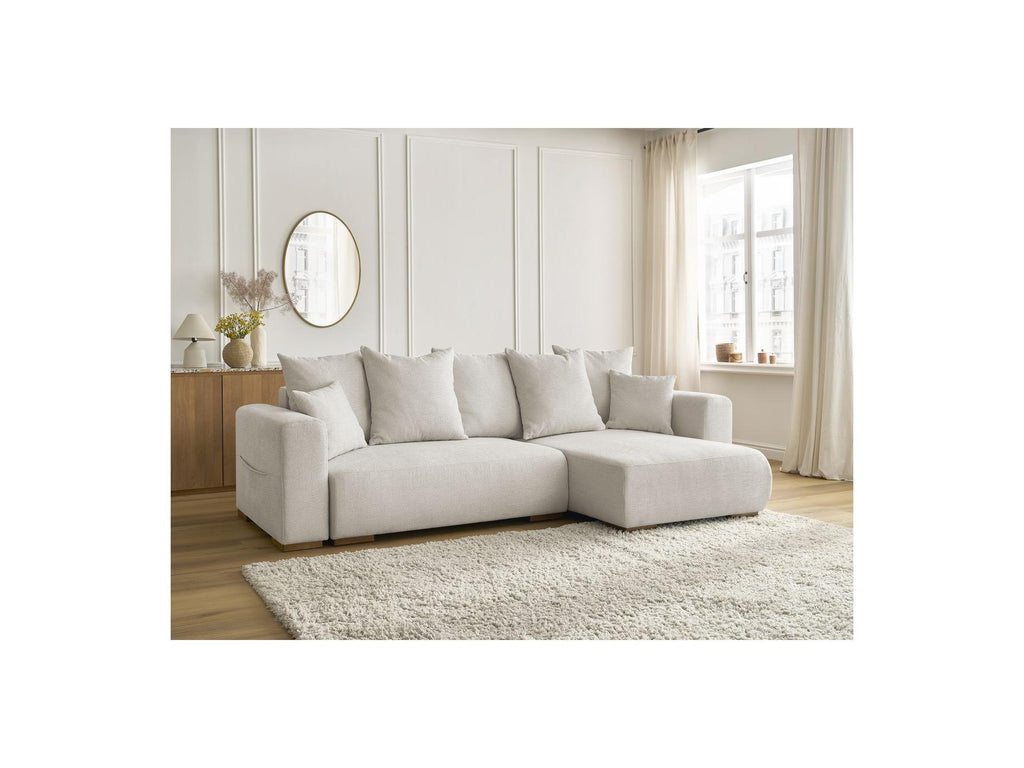 Sidonie - Canapé D'Angle Convertible Réversible Coffre - Tissu Chiné