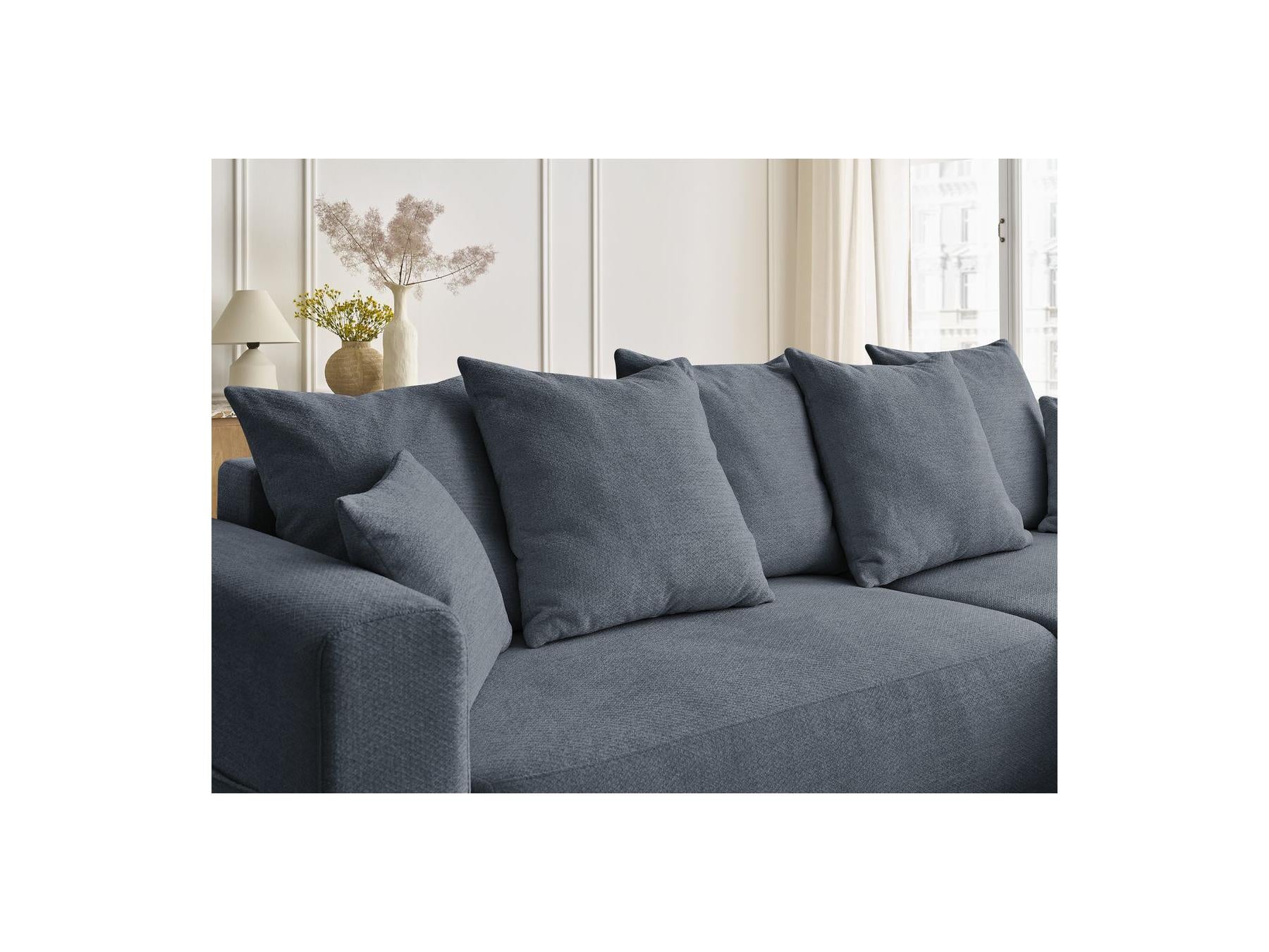 Sidonie - Canapé D'Angle Convertible Réversible Coffre - Tissu Chiné