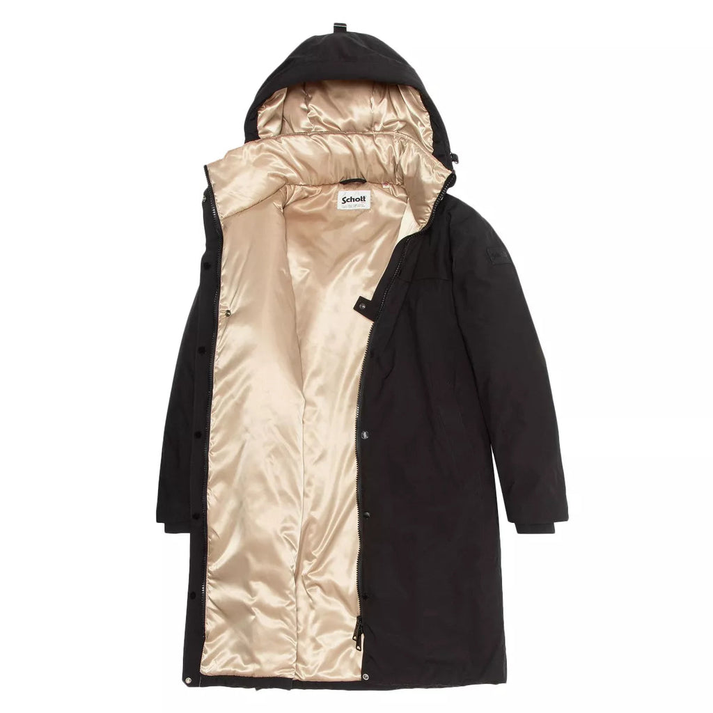 Parka Longue À Capuche Femme Aspenw - Noir Beige