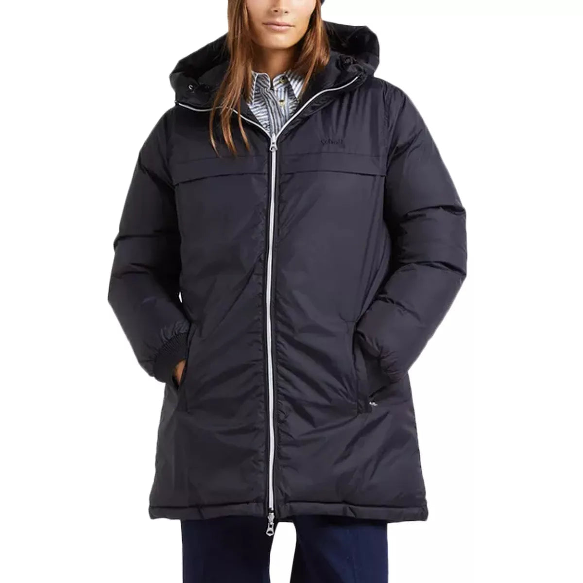 Doudoune Longue À Capuche Réversible Femme Riversa2W - Noir