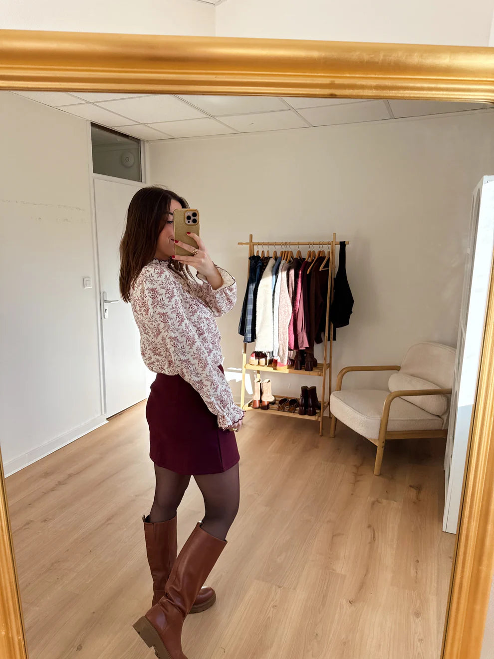 Jupe Effet Laine Lou Bordeaux