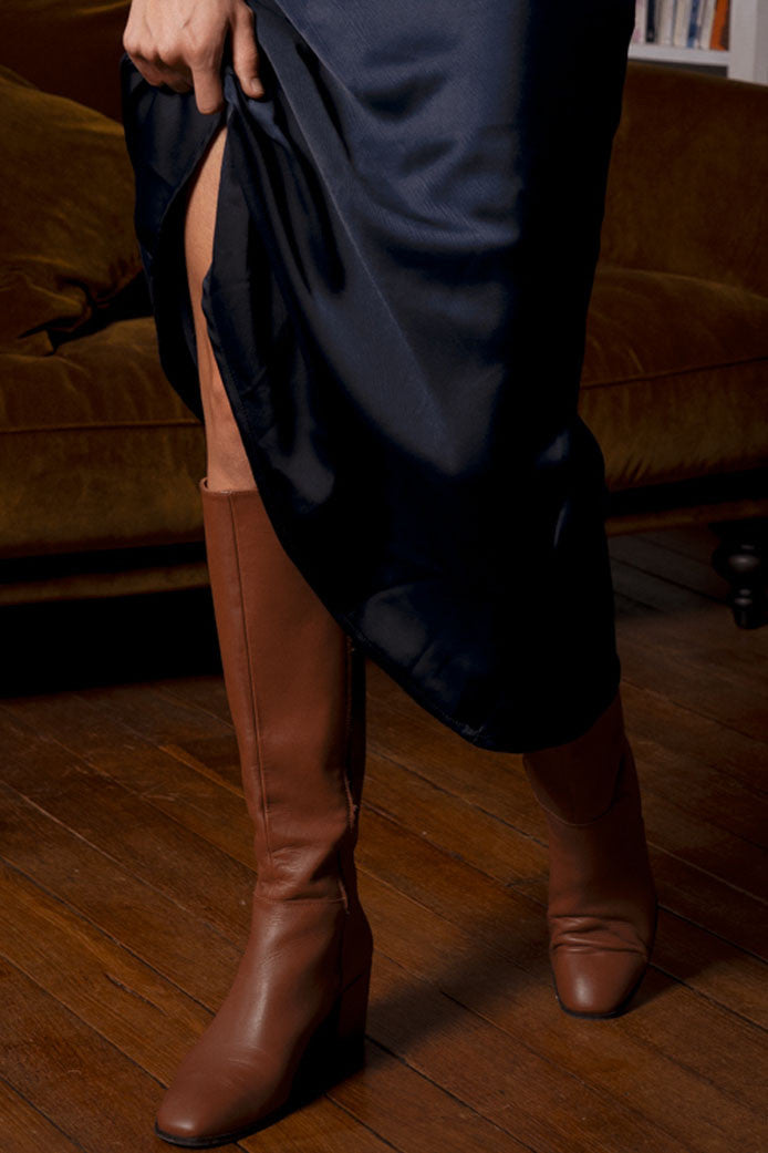 Skirt Pink Satin Navy
