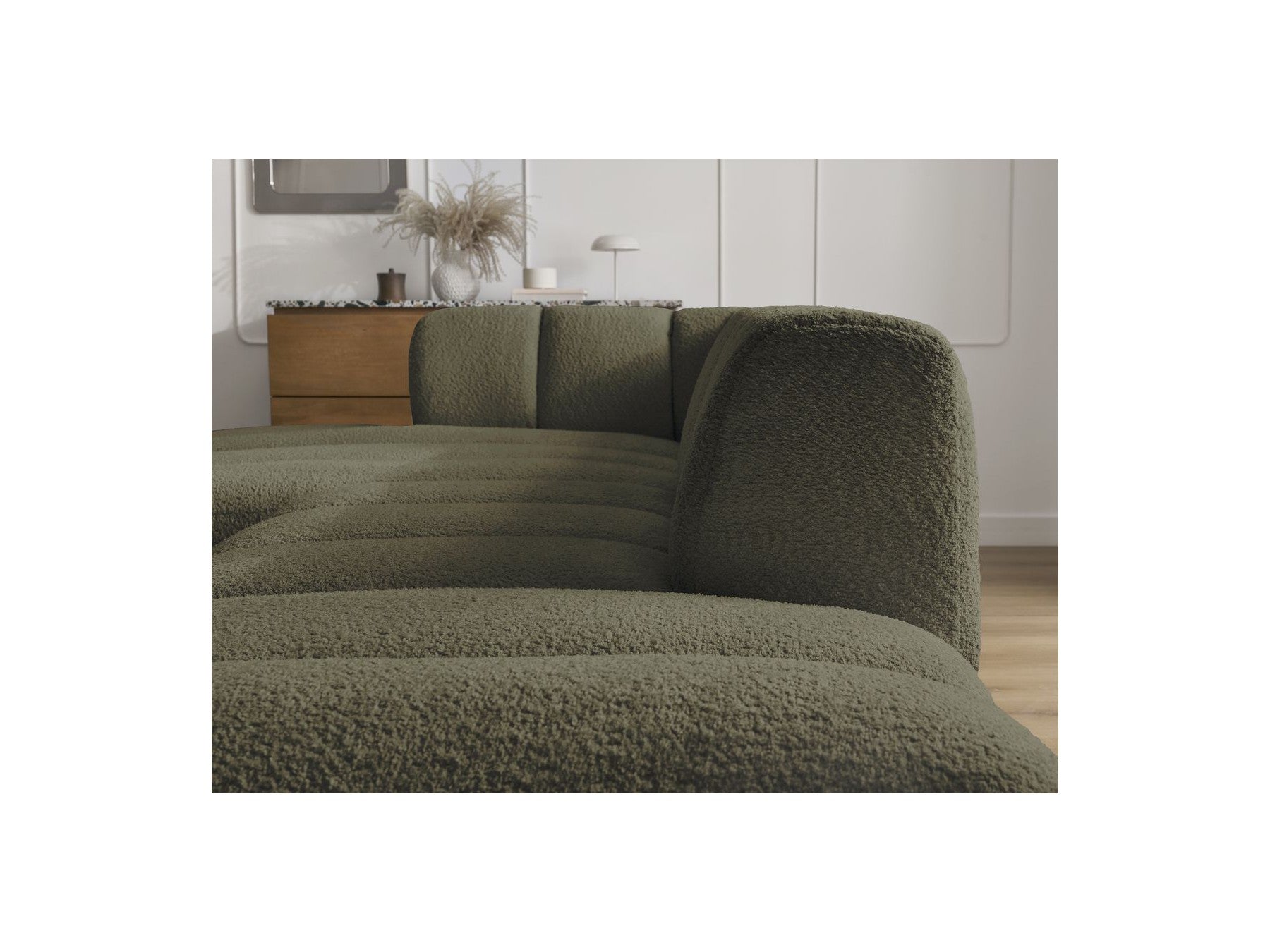 Annecy - Canapé D'Angle Fixe Modulable - Tissu Bouclette - Angle Gauche