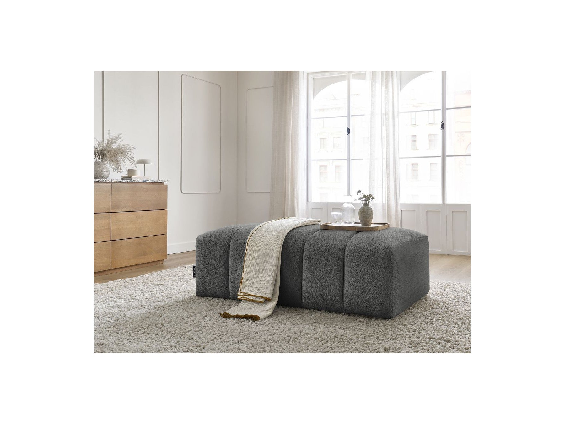Puf para sofá modular - Annecy - Tejido bouclé