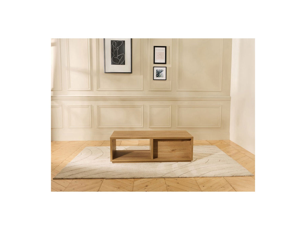 Ferret - Mesa de centro con cajón - Efecto listones de madera