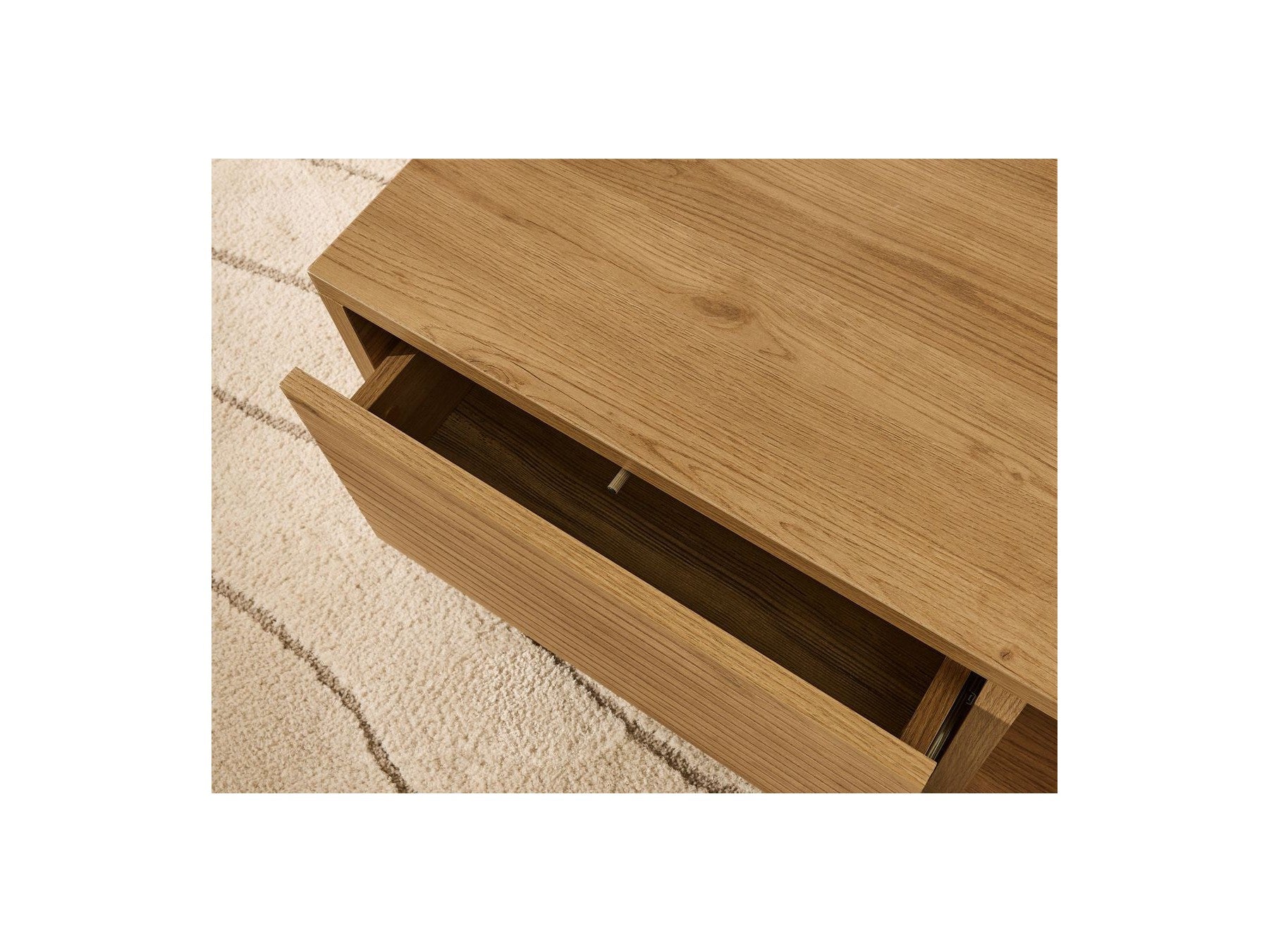 Ferret - Mesa de centro con cajón - Efecto listones de madera