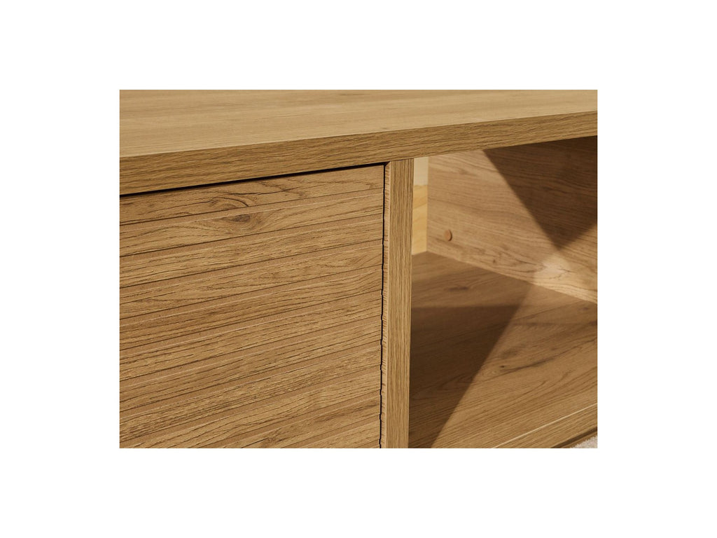 Ferret - Mesa de centro con cajón - Efecto listones de madera