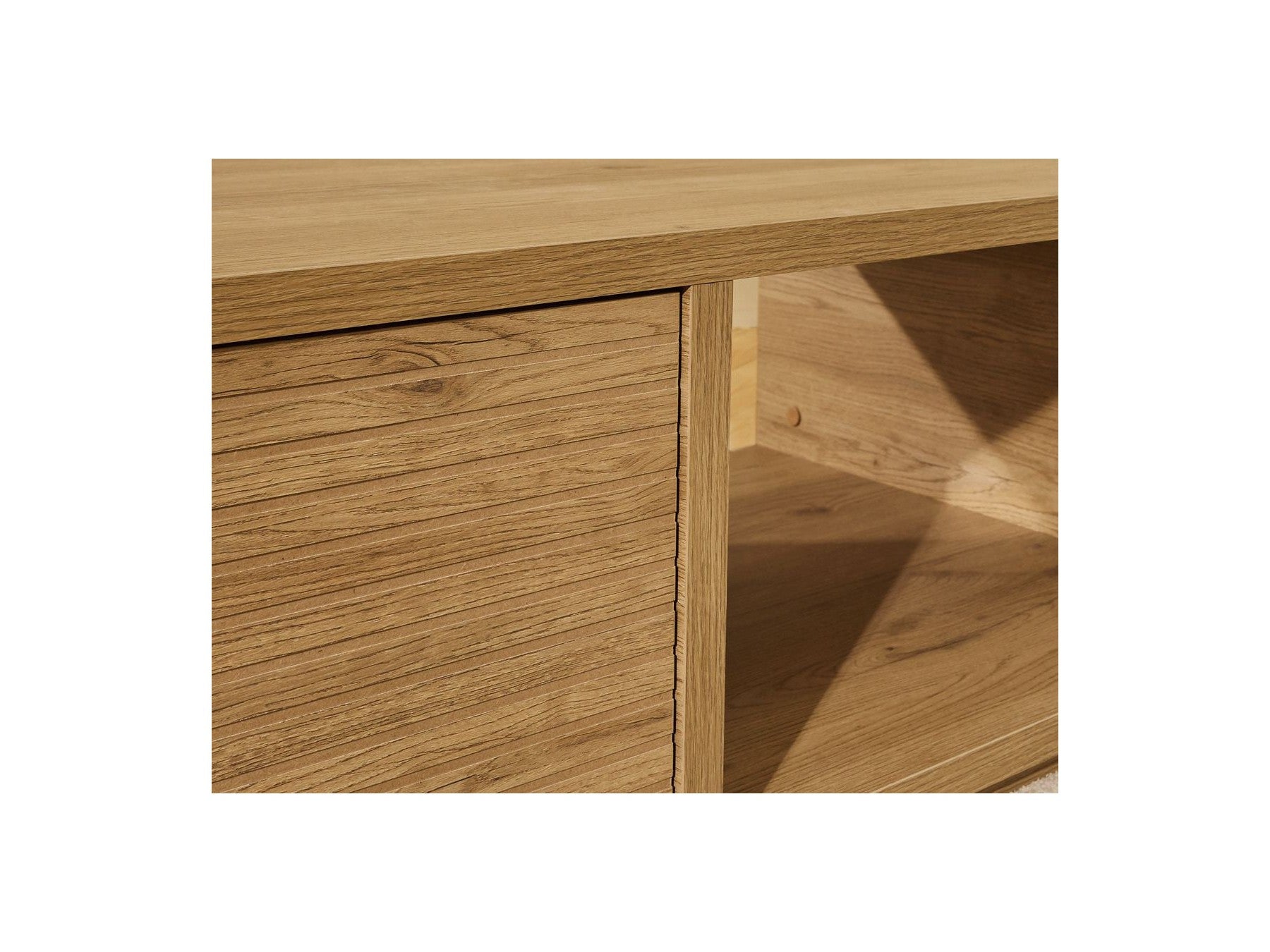 Ferret - Mesa de centro con cajón - Efecto listones de madera