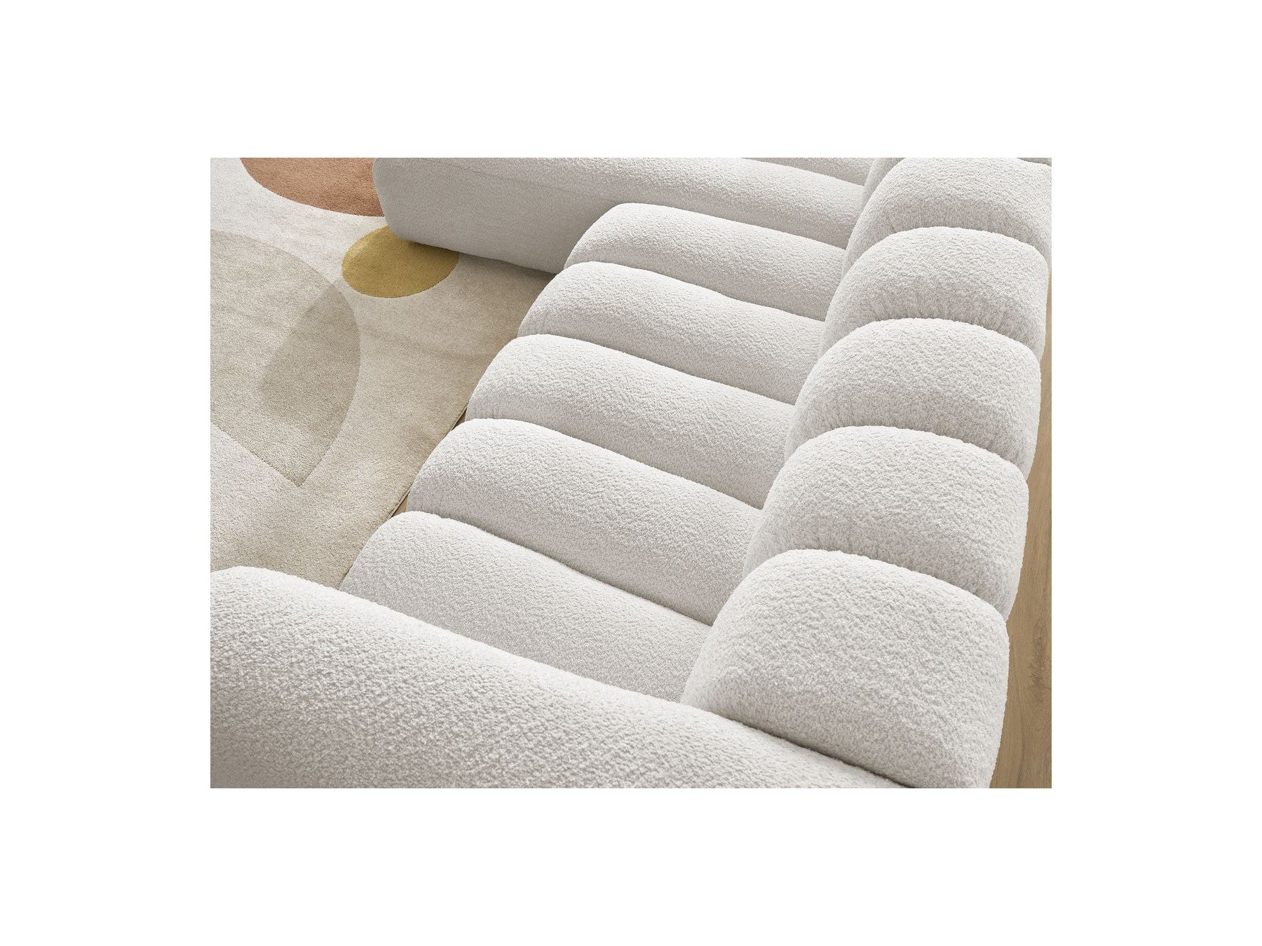 Talia - Canapé D'Angle Fixe - Tissu Bouclette - Angle Gauche