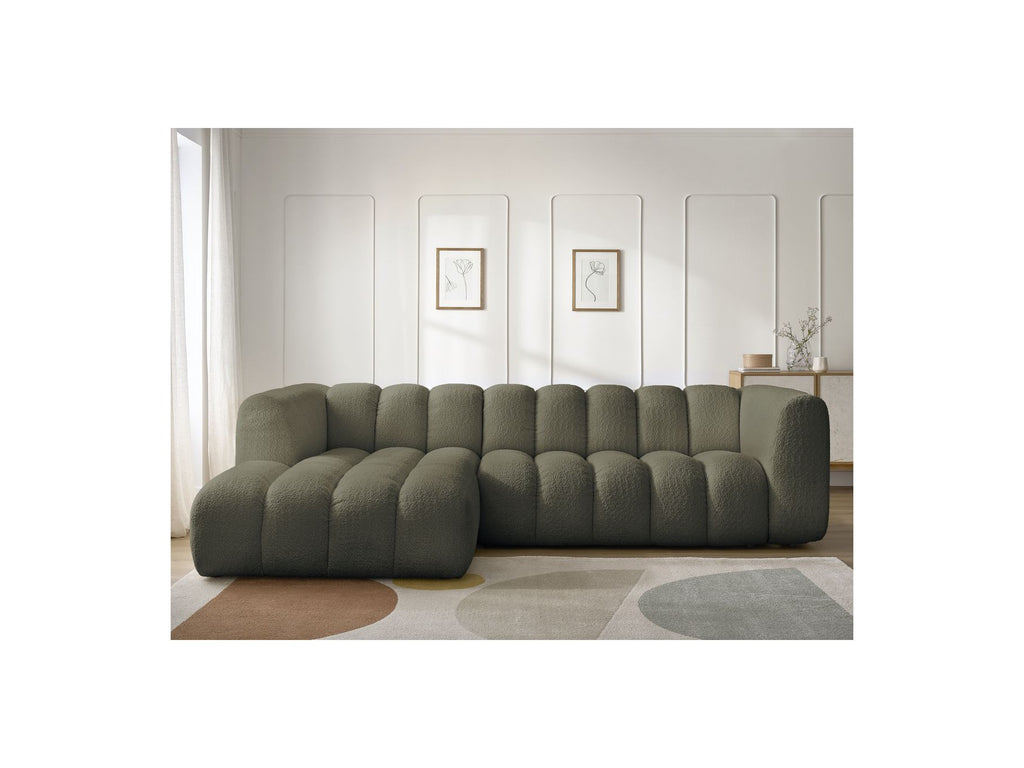 Talia - Canapé D'Angle Fixe - Tissu Bouclette - Angle Gauche