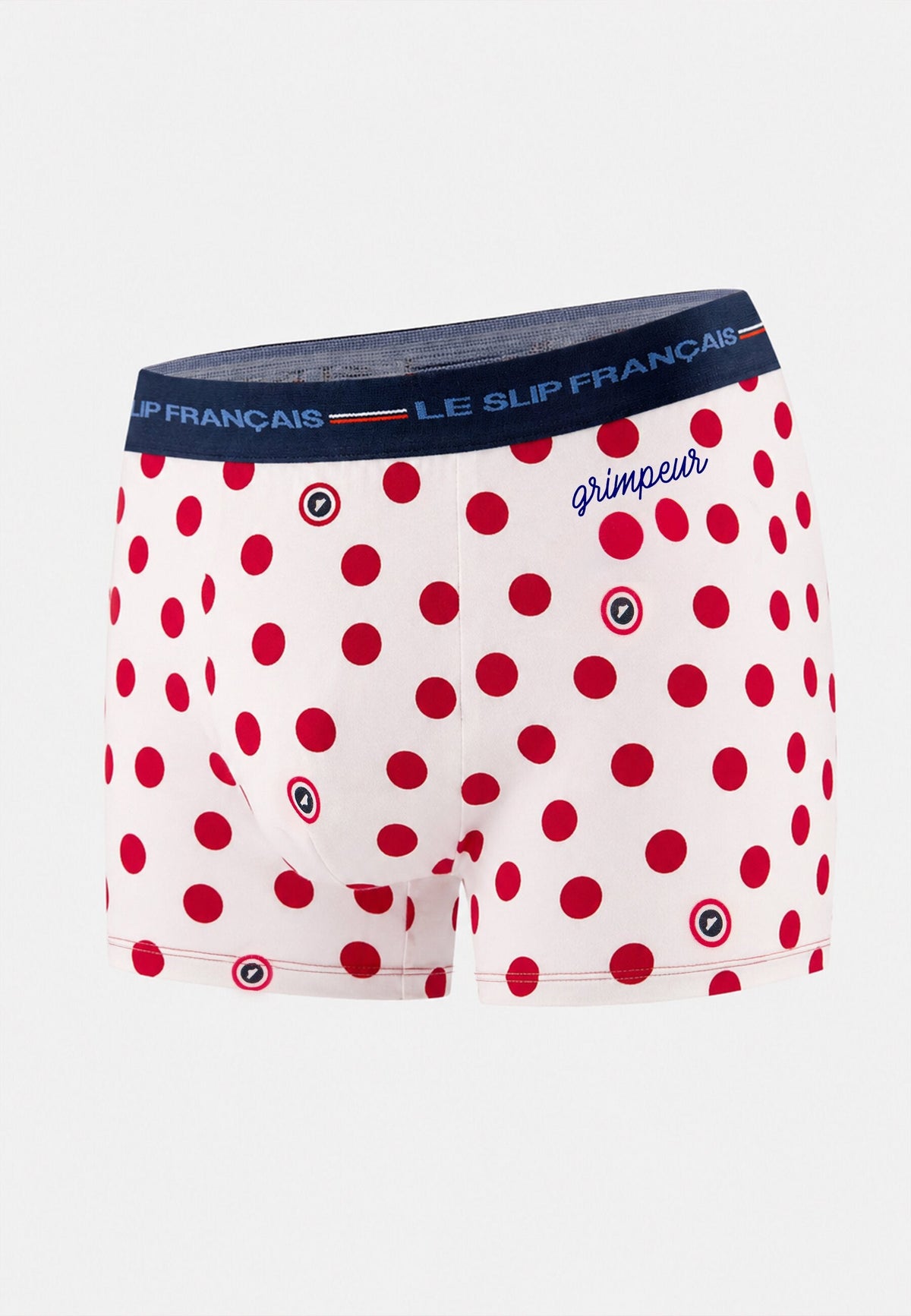 Prikkede boxershorts Redoutable i bomuld med klatrerprint - Hvid rød