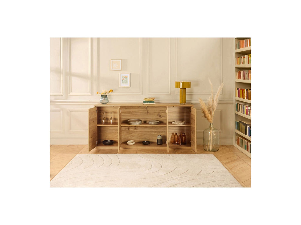 FERRET - Aparador 4 puertas - Efecto listones de madera