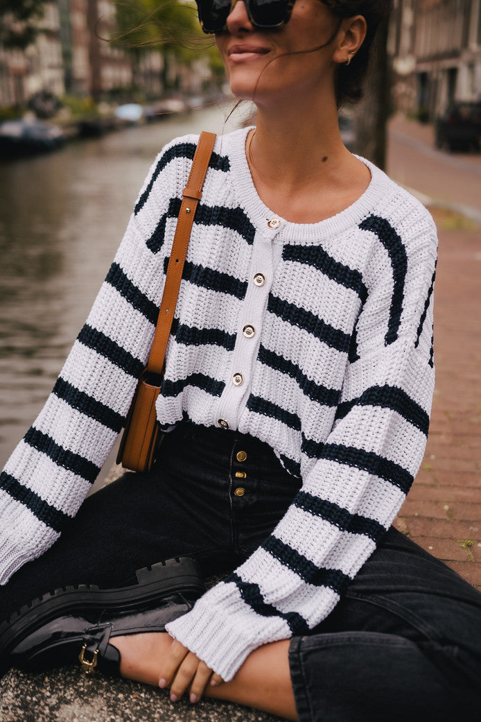 Rico Écru Navy Cardigan