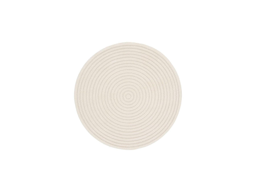 Ondelia - Tapis Rond Poils Ras - Motif Géométrique - Crème