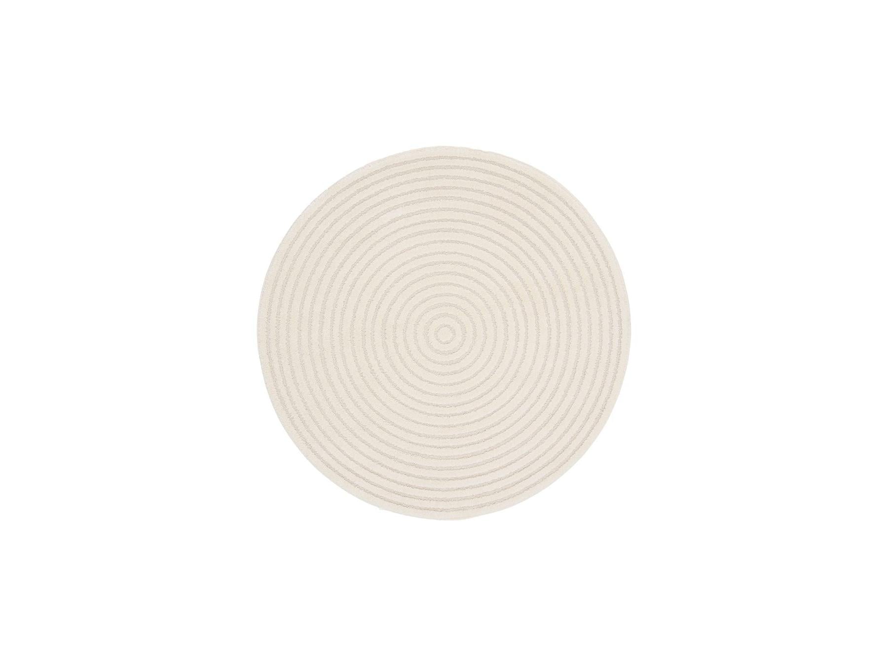 Ondelia - Tapis Rond Poils Ras - Motif Géométrique - Crème