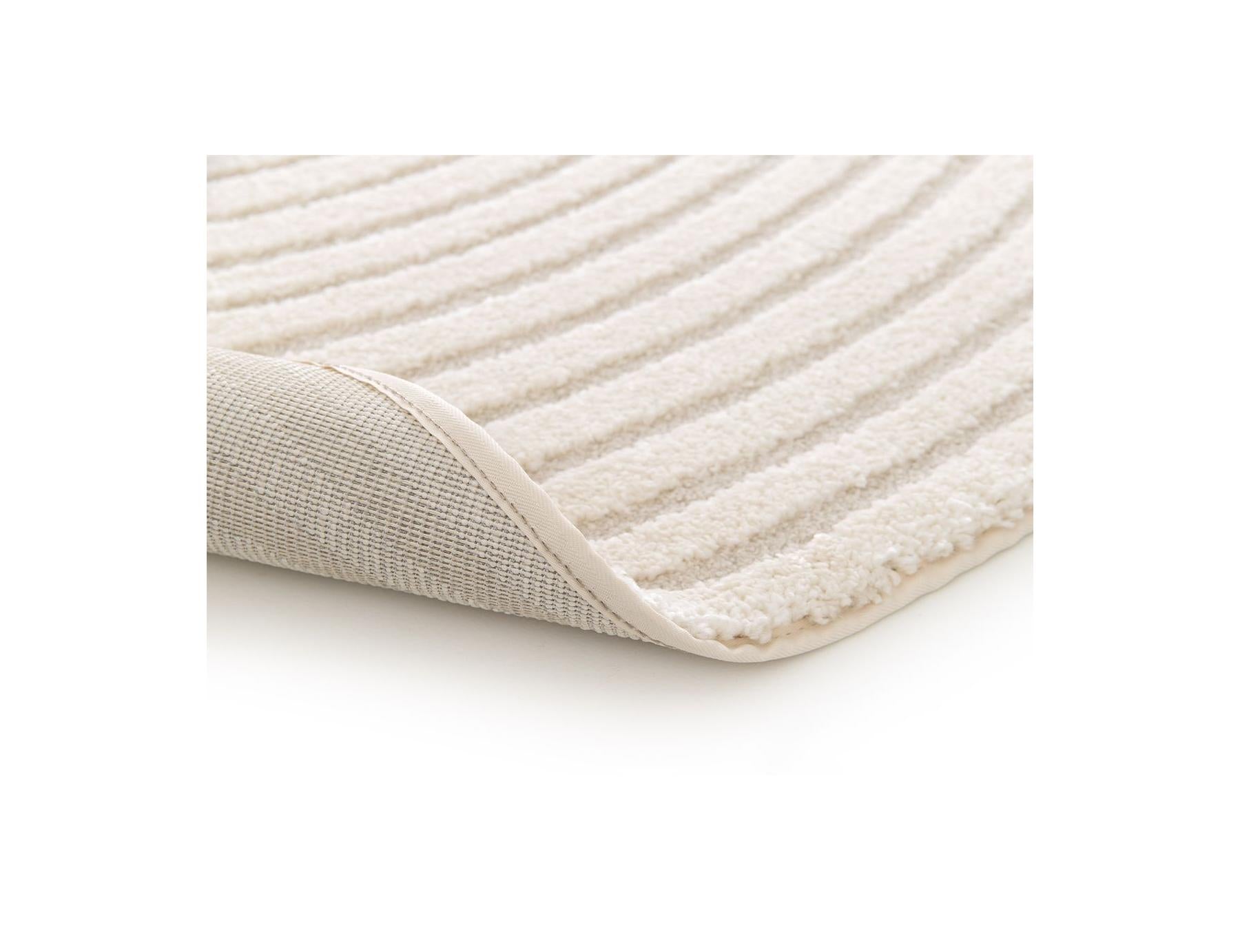 Ondelia - Tapis Rond Poils Ras - Motif Géométrique - Crème