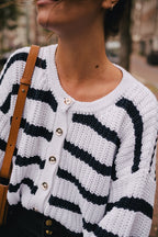 Rico Écru Navy Cardigan