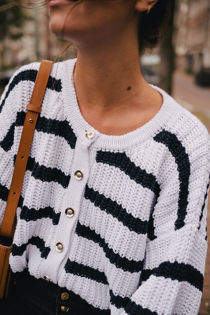 Rico Écru Navy Cardigan