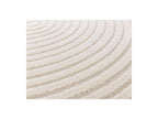 Ondelia - Tapis Rond Poils Ras - Motif Géométrique - Crème