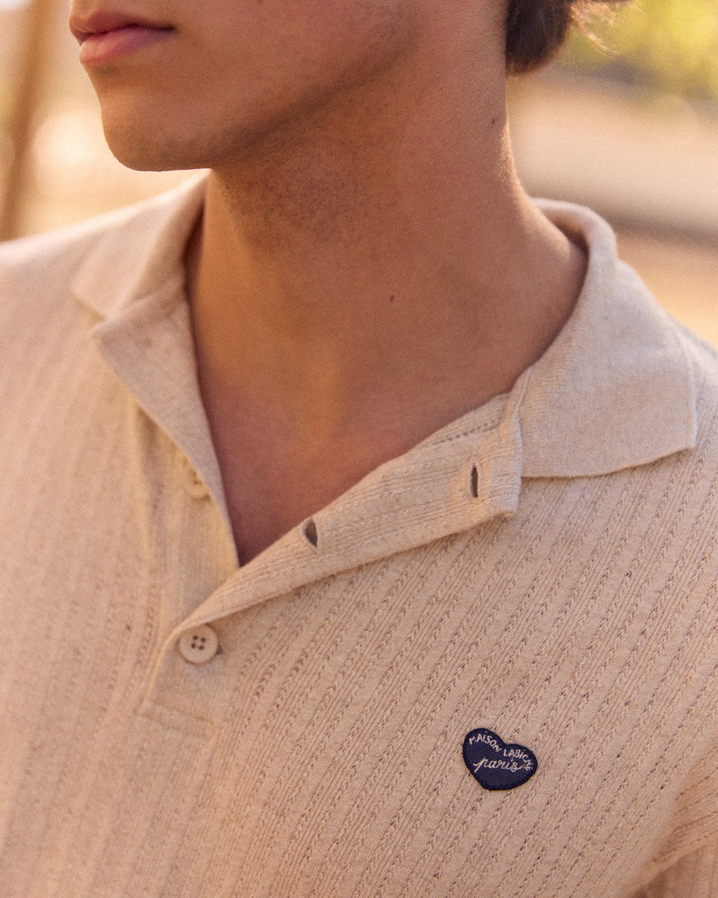 Polo Patch Coeur "Linen And Cotton" Gonnet