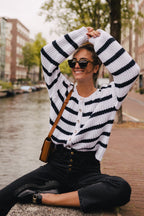 Rico Écru Navy Cardigan