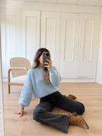 Gaia Ice Blue Mohair and Wool Knitwear